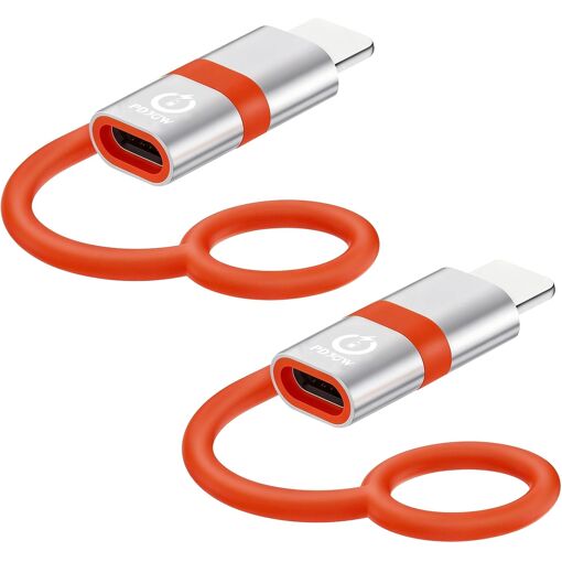 Adaptateur Subzonal 2 pièces USB C vers L 30W, charge rapide PD et transfert de données, câble en silicone anti-perte, compatible avec 11/12/13 (nécessite un câble de données dédié)