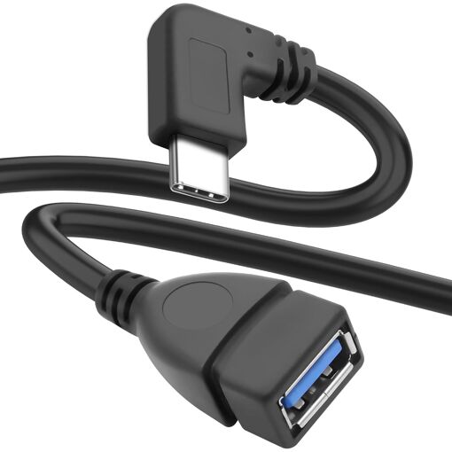Câble adaptateur USB C vers USB 3.0 - Fiche mâle vers USB 3.0 A femelle - Câble OTG - 5 Gbps - Pour téléphone, tablette, ordinateur portable - Noir - 0,25 m
