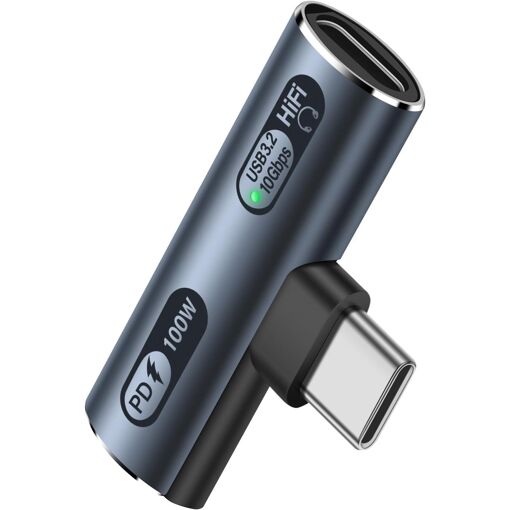 Adaptateur audio USB-C 2 en 1 de Subzonal - USB 3.2, charge rapide PD 100 W + audio + transfert de données rapide 10 Gbps - Adaptateur audio USB-C vers Type-C