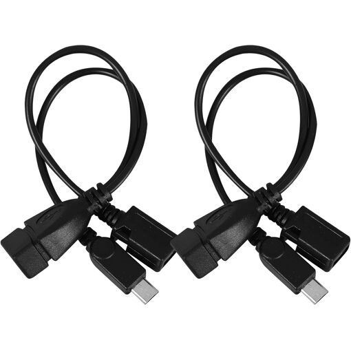 Adaptateur Micro USB Mascul vers USB Femelle OTG 2 Pièces Câble Convertisseur en PVC Noir pour Appareils Mobiles