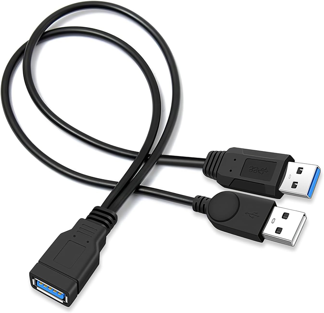 Câble Splitter USB Y - Double Port USB 2.0 A Mascul à Féminin, 35 cm (12 pouces) Câble d'Extension d'Alimentation et de Données