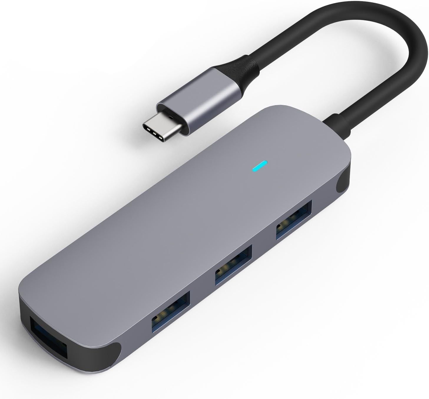 Adaptador USB-C a 4 USB-A - Repartidor 4 en 1 - Hub 3.0 5Gbps - Compatible con Macbook, iPad Air/Pro, Dell XPS, Samsung y otros - Hub de datos - Aluminio