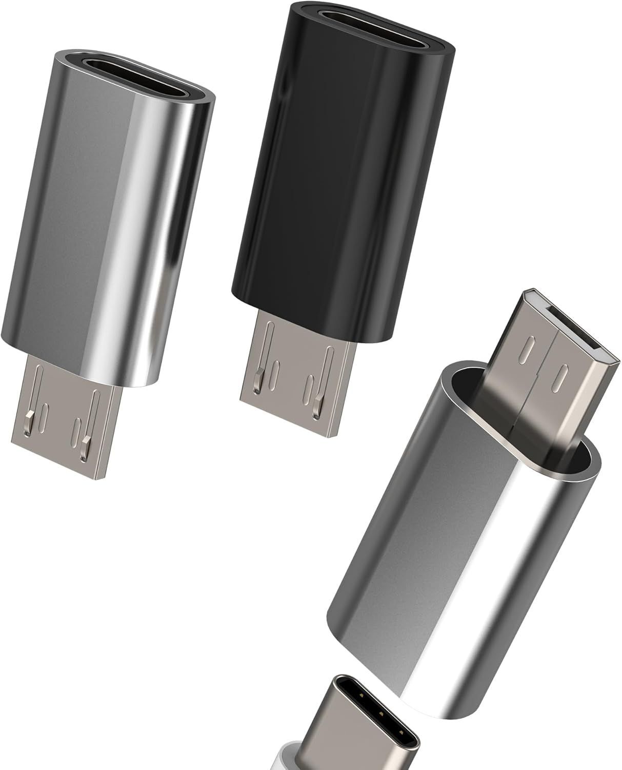 USB-C to Micro USB Adapter (Lot of 3) - Universal Charge and Data Transfer Cable