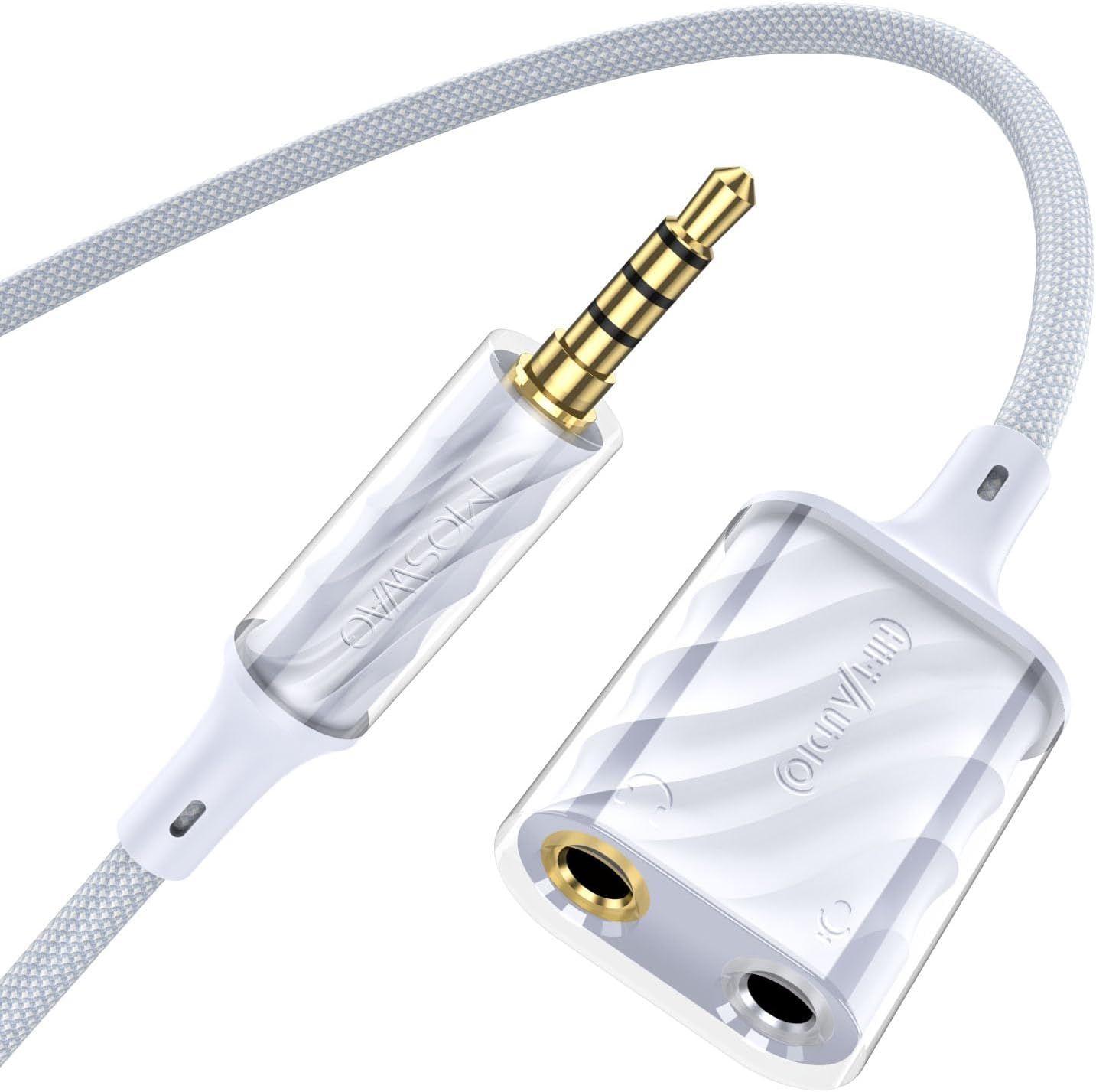 Adaptateur Splitter Y avec Jack Audio Micro, Spliteur Audio Stéréo 3,5 mm pour PS4, PC, Téléphone, Tablette
