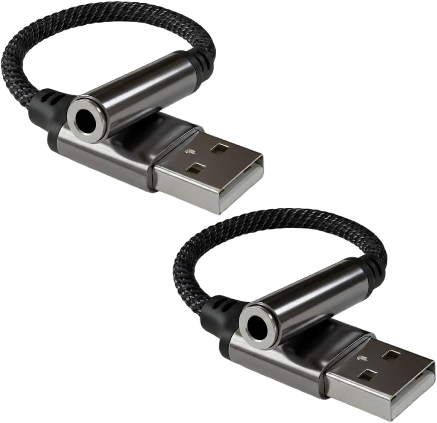 Subzonal 2-Piece USB to Jack Adapter, External Sound Card, Compact and Portable Type C Plug
