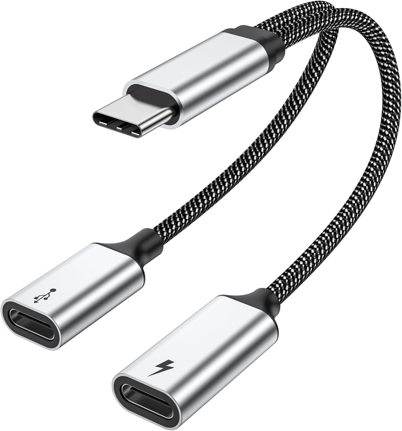 Spliter USB-C, 60W Entrega de Energía (PD) Adaptador 2 en 1