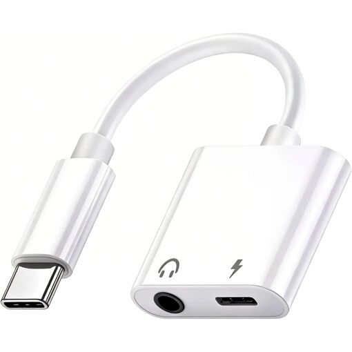 Adaptateur USB-C vers Casque (2 en 1) - Recharge Rapide 15W et Transmission de Données, pour Samsung, iPhone 15 Pro Max Plus, iPad Air M