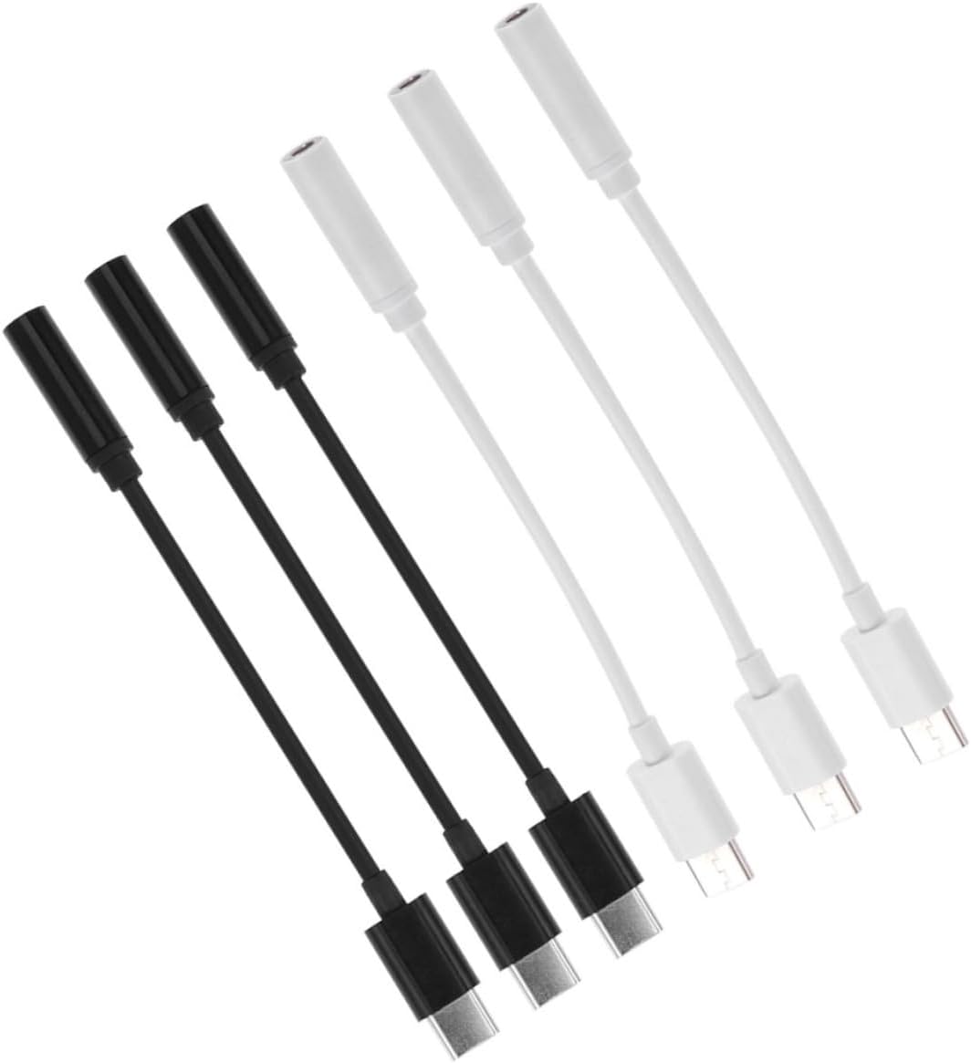 USB-C to 3.5mm Jack Headphone Adapter - Set of 6, Compact and Portable PVC Cable for Travel and Mobile Phones