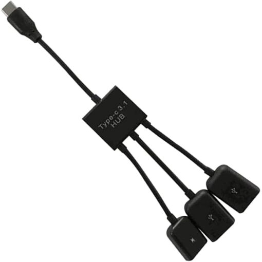 Subzonal USB Type-C OTG Hub Cable - Portable and Practical with Power Supply, Black