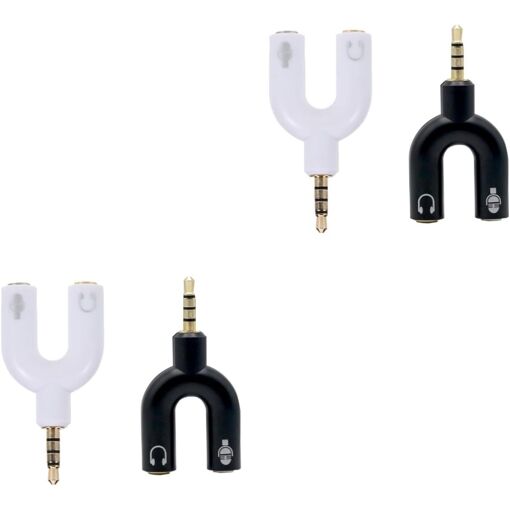 Audio Adapter Splitter - 4-Piece Set, 3.5mm Male to Double Female Converter for Headphones with Cable