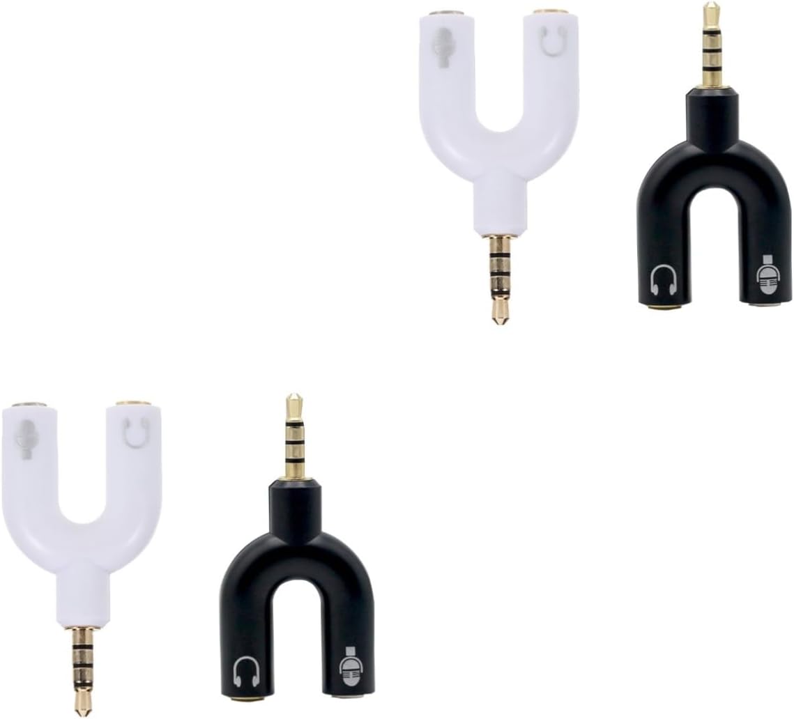 Adaptador de audio divisor - Juego de 4 piezas, convertidor macho-macho doble 3,5 mm para auriculares con cable