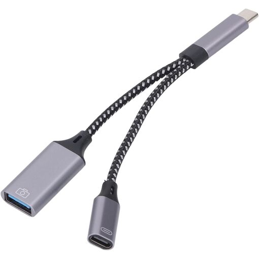Adaptateur USB C vers USB OTG et câble chargeur, répartiteur USB C OTG 2 en 1 avec charge rapide