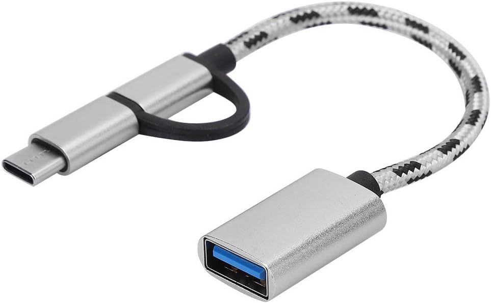 Câble de données Subzonal USB 3.0 avec adaptateur Type C, ligne de transfert 2-en-1 pour téléphones et tablettes, gris métal