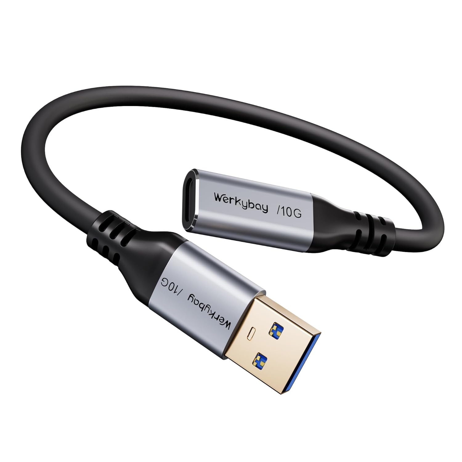 Cable adaptador USB-C a USB-A de 0,3 m, 10 Gbps Tipo C 3.1 Extensión, cable de carga de 30 cm para PC, portátil, cargador, móvil, SSD/HDD, tableta, hub, llave U