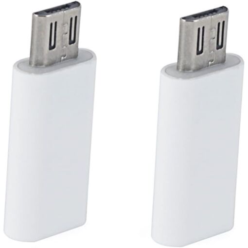 Adaptateur USB-C vers Micro USB 2 pièces pour téléphone et tablette, blanc