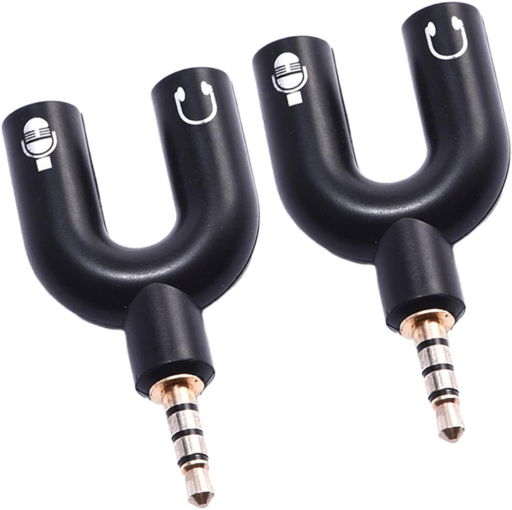 Adaptador de audio Subzonal - Cable divisor de 3.5 mm con dos tomas jack macho a hembra, conversor para auriculares y micrófono para computadora y teléfono móvil, compacto negro