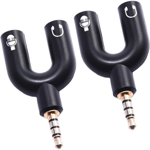 Subzonal Audio Adapter - 3.5mm Dual Jack Splitter Cable, Male to Female, Headphone Microphone Converter for Computer and Mobile Phone, Compact Black