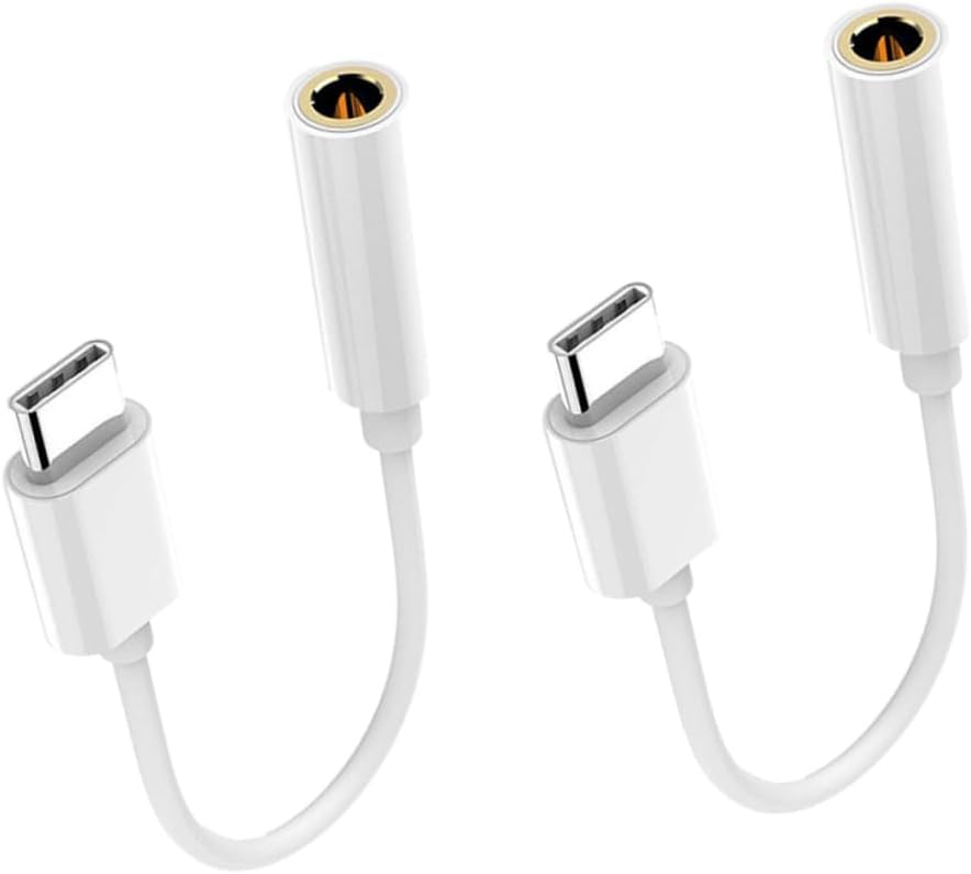 Adaptador de Audio USB-C a 3.5 mm (2 Unidades, Blanco)