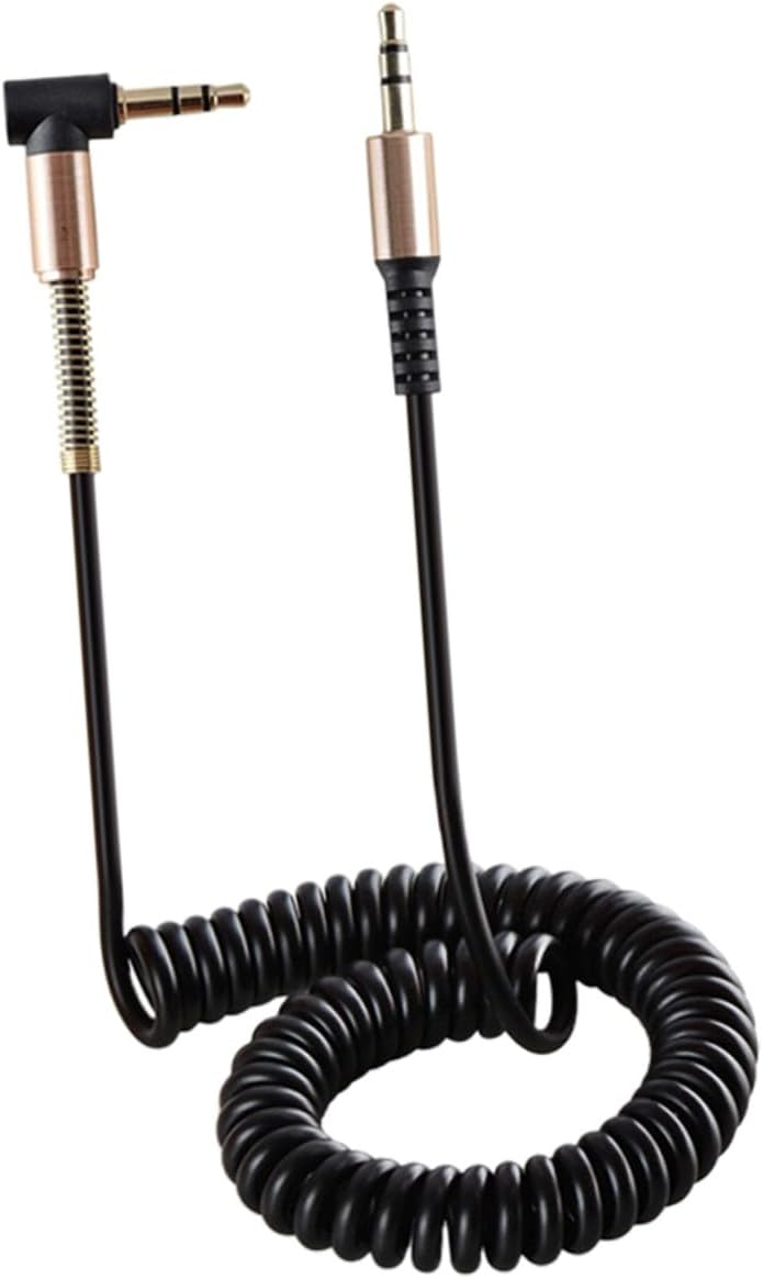 Adaptador de audio digital Tipo-c a Jack de 3.5 mm para auriculares, cable con resorte retractil, compatible con telefonos y tabletas, adaptador USB-c portatil - Negro