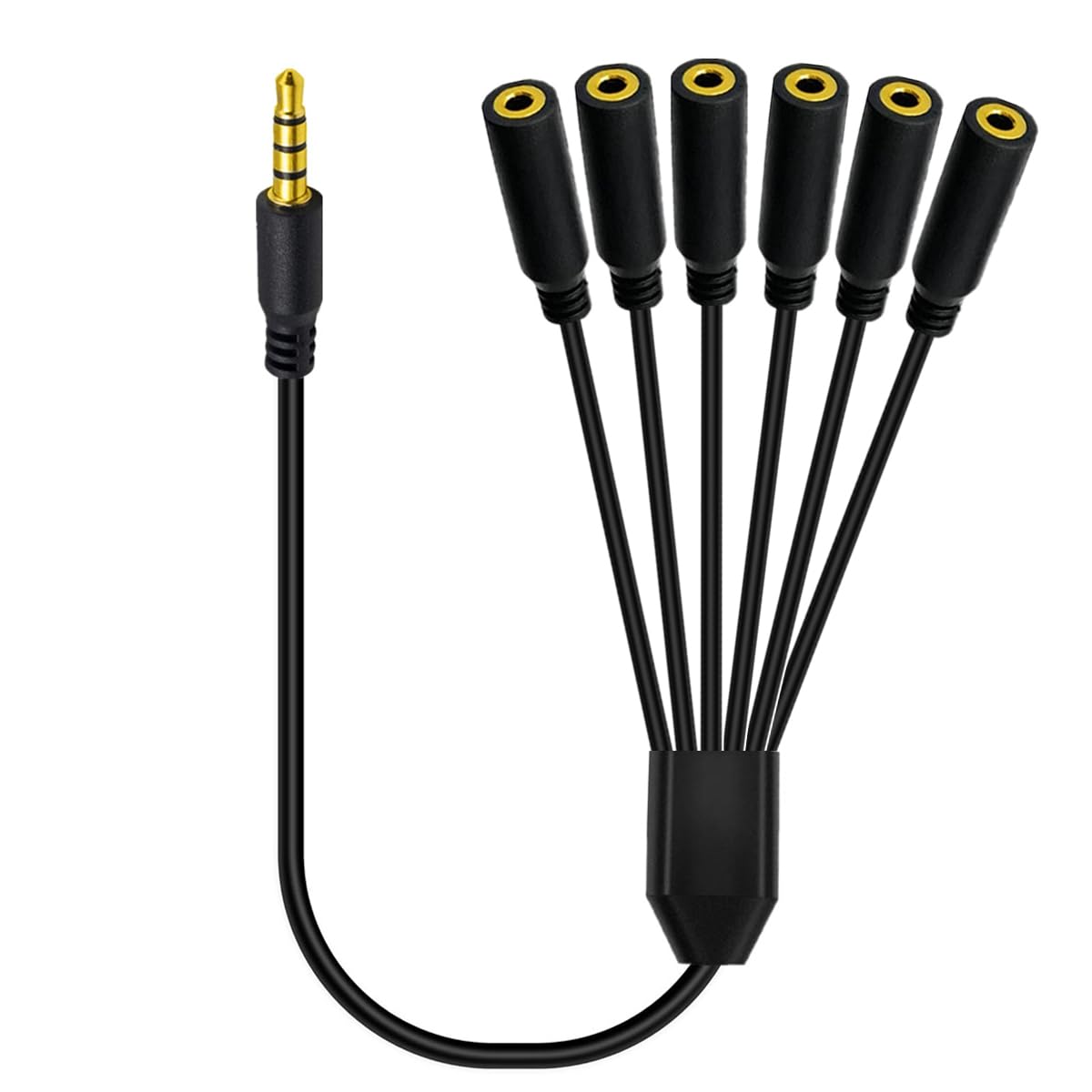 3.5mm Audio Y Splitter Cable, 4-Pole TRRS to 6 Female TRRS