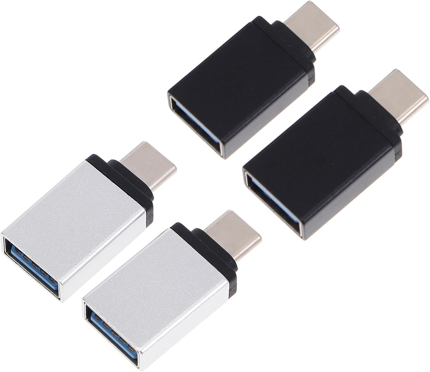 Subzonal Type-C to USB 3.0 Adapter, 4-Pack Data Transfer Converters, Aluminum Alloy Portable for Phone and Tablet (Random Color)