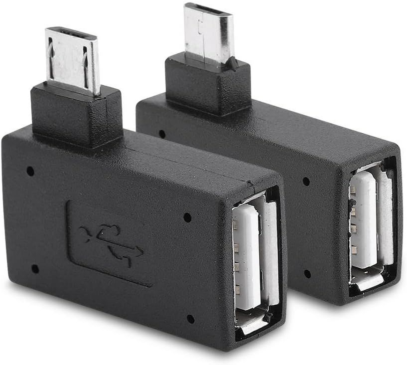 Adaptateurs Subzonal lot de 2 Micro USB 2.0 Mâle à Angle Droit 90° USB Mâle vers Micro Femelle OTG