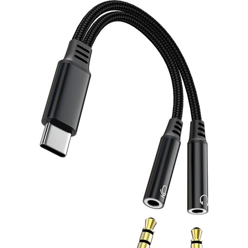Subzonal 2-in-1 USB C to 3.5mm Jack Cable Adapter