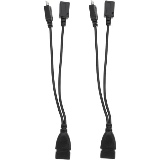 USB OTG Adapter - 2-in-1 Cable Converter for Keyboard, Mouse and USB Drive to Smartphones and Tablets