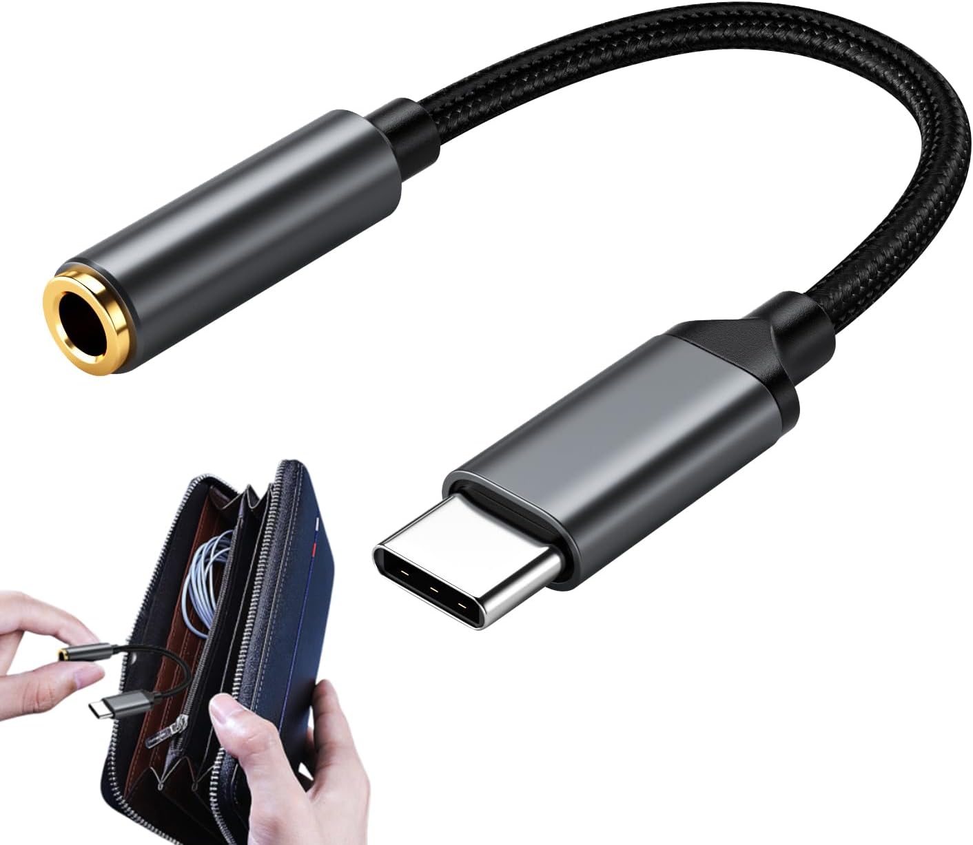 Adaptador de Audio USB C a 3,5 mm - Adaptador de auriculares portátil de 3,5 mm para tabletas y teléfonos