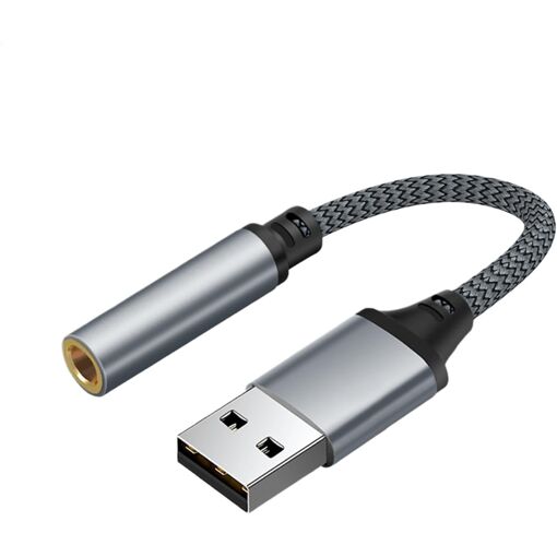 USB to Audio Jack Adapter - Stereo Converter for Headphones, PC, Laptop, Desk