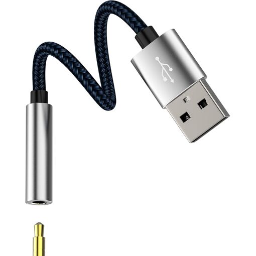 Subzonal USB to Audio Adapter 3.5mm Female for Headphone, Microphone, Auxiliary Cable, Car Audio, External Converter for iPhone, Laptop, Desk Headset