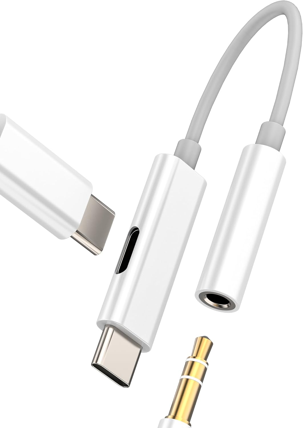 Adaptador de audio USB C a 3.5 mm con DAC para iPhone 16 Pro Max, cable AUX 2 en 1 para Samsung Galaxy y Android