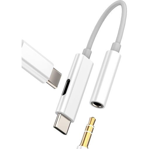 Adaptateur audio USB-C 2 en 1 avec DAC pour iPhone 16 Pro Max et casques filaires, câble AUX de charge et audio compatible Samsung Galaxy et Android