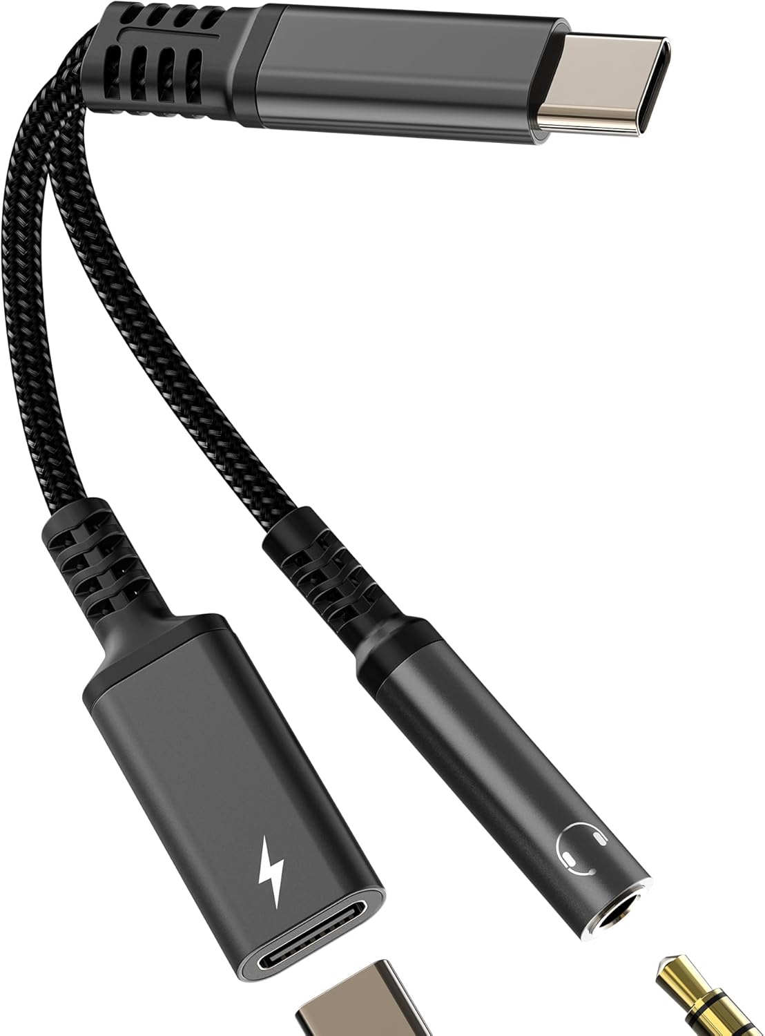 Adaptador de audio y carga USB-C Subzonal 2 en 1 para iPhone 16/15 Pro Max, dongle de audio DAC con puerto de carga rápida (2 en 1)