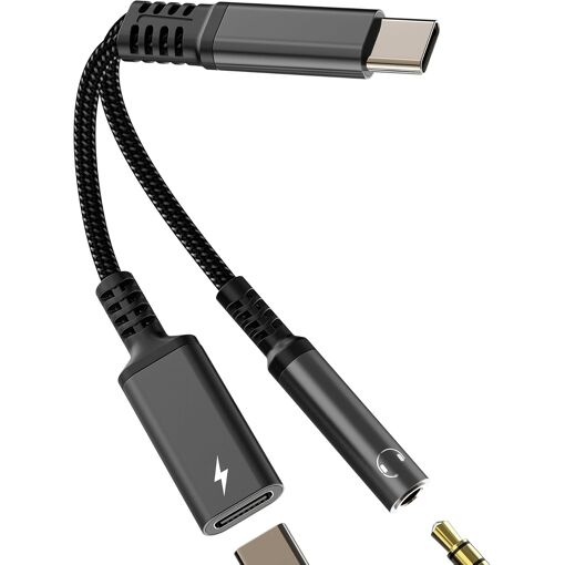 Adaptateur audio et de charge USB-C Subzonal 2 en 1 pour iPhone 16 / 15 Pro Max, dongle audio DAC avec port de charge rapide (2-en-1)