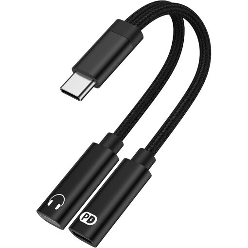 Adaptador USB-C para auriculares y cargador