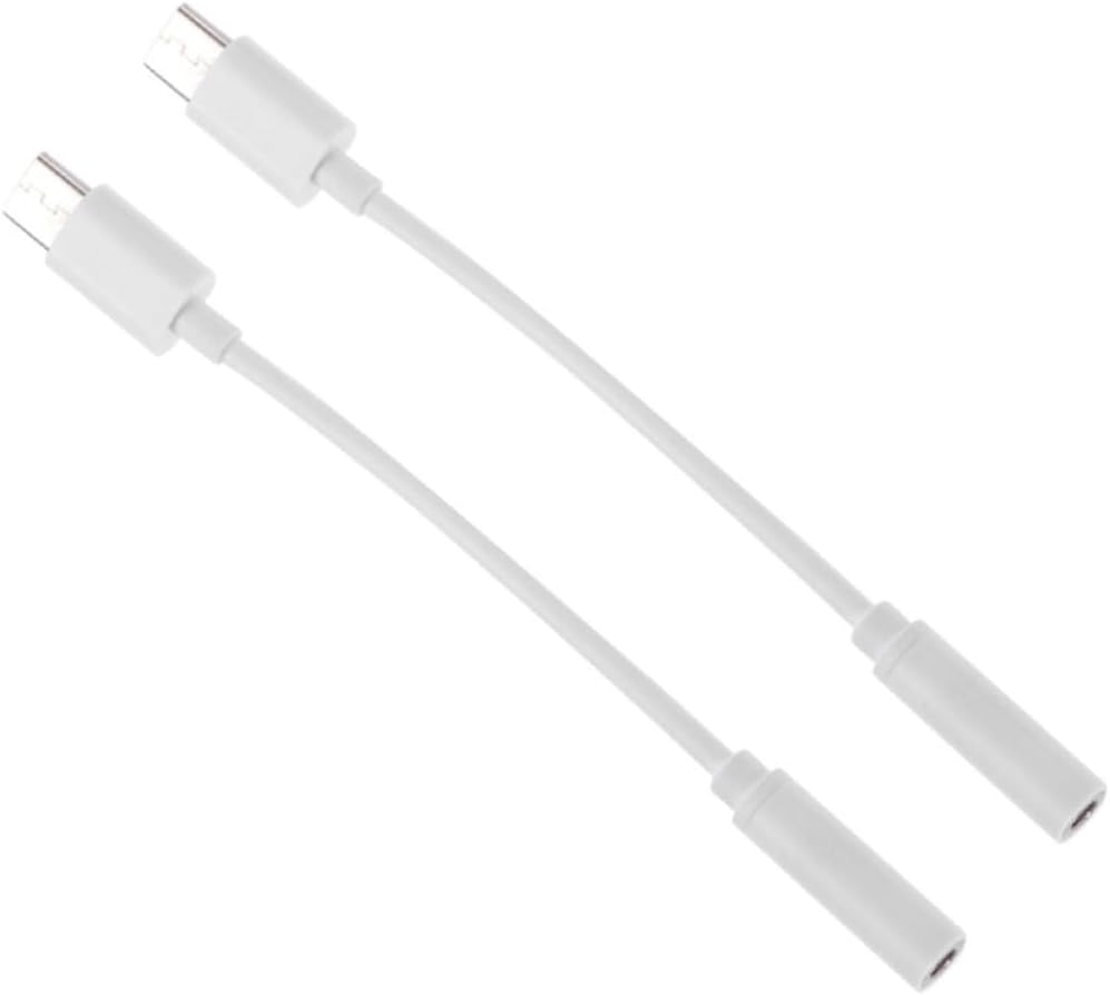 Adaptador USB-C a Jack de Audio de 3.5 mm, Cable Convertidor de 2 Piezas, Accesorio Compacto para Auriculares, Compatible con Teléfono, Blanco, Uso Diario