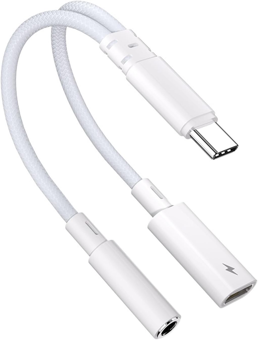 Adaptador Subzonal 2 en 1 USB-C para auriculares tipo C a puerto de 3,5 mm y cable divisor, compatible con carga rápida de 15 W para teléfonos