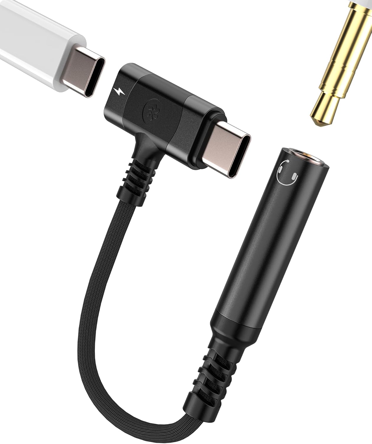 Adaptateur audio 2 en 1 USB-C vers 3,5 mm pour iPhone 16/15 Pro Max, Android, iPad et Galaxy