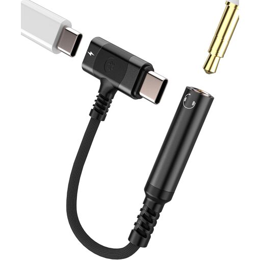 Adaptateur audio 2 en 1 USB-C vers 3,5 mm pour iPhone 16/15 Pro Max, Android, iPad et Galaxy