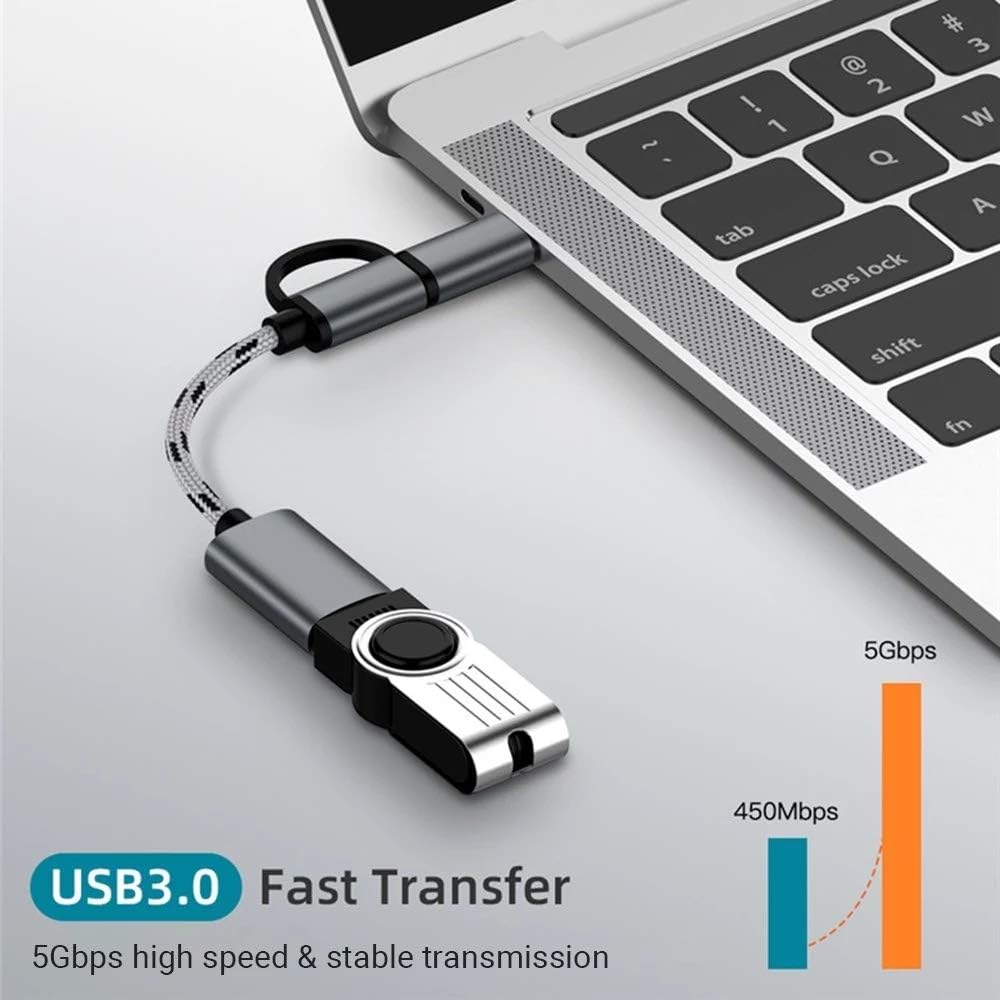 Subzonal USB OTG 2-in-1 Cable - Type-C to Micro-USB Adapter with USB 3.0 for Android Phone (Gray)