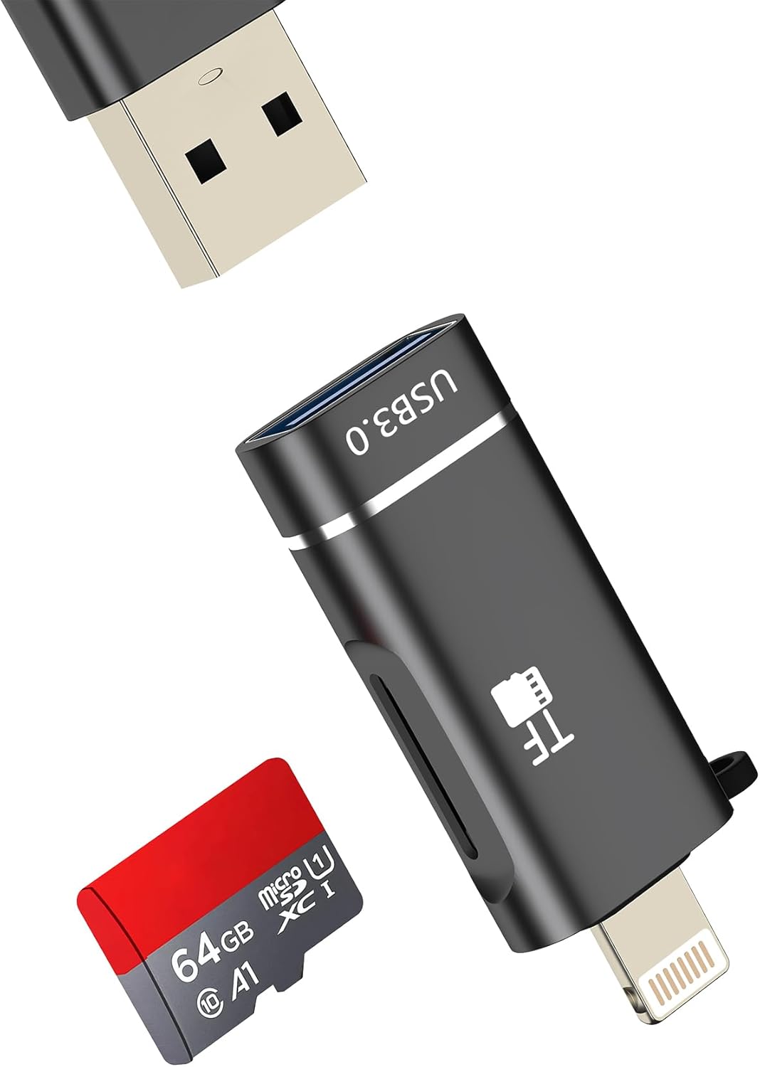 Adaptateur Lightning vers USB OTG 2 en 1 avec lecteur de carte Micro SD pour iPhone 14 Pro Max et appareils Apple