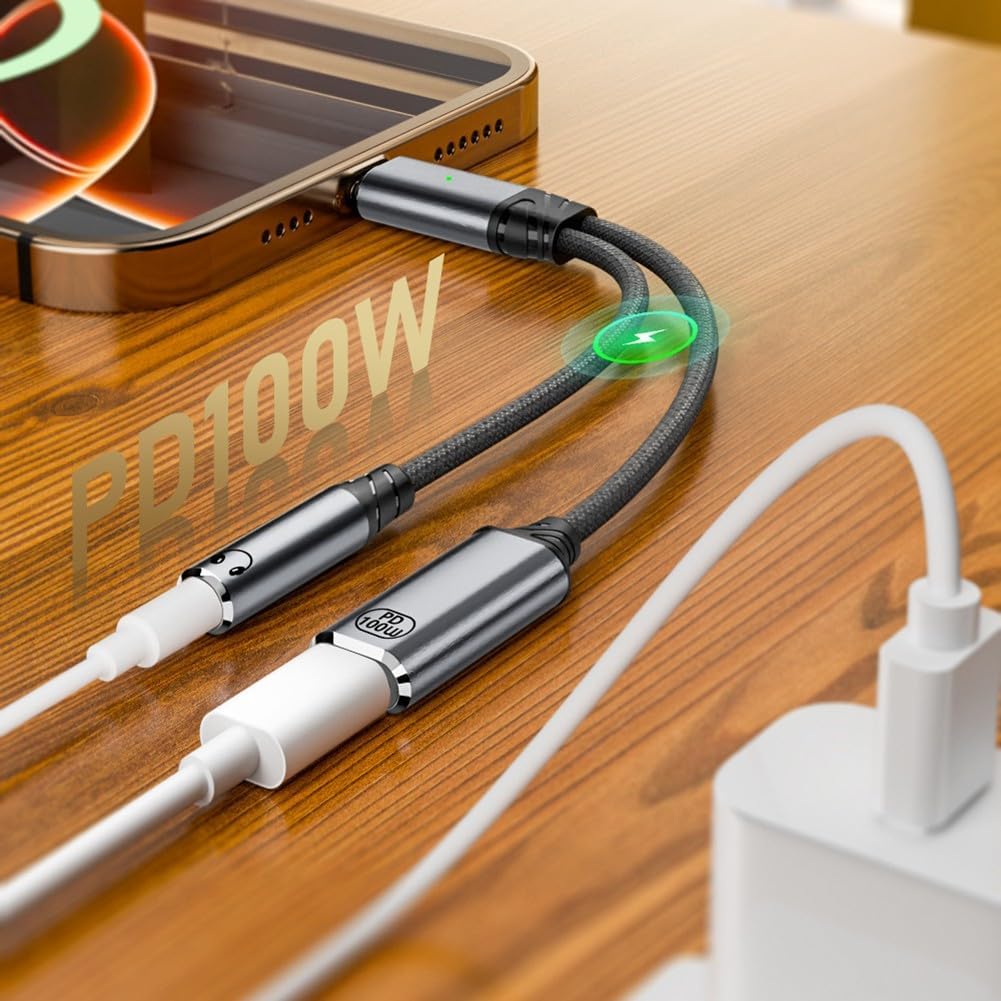 Subzonal USB to Audio and Charger Adapter 3.5mm with Quick Charge PD 100W for Smartphones and Laptops