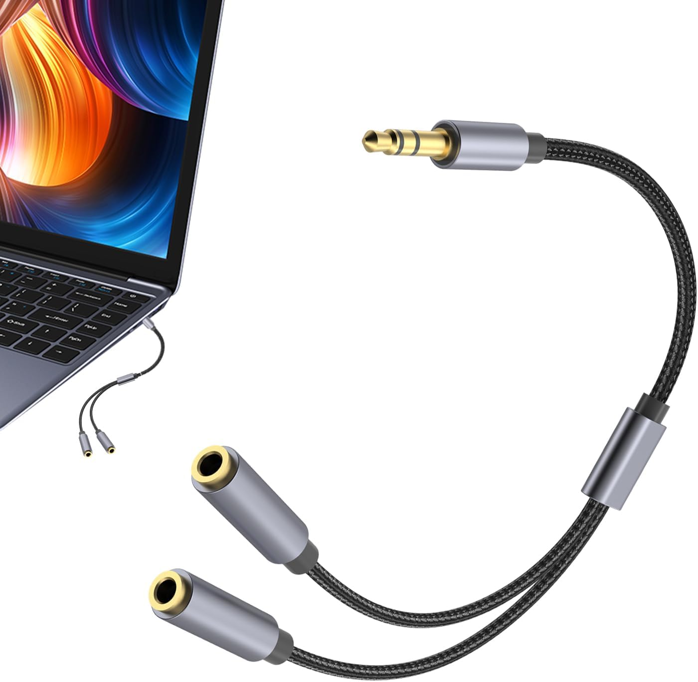 Splitter de audio Subzonal 3.5 mm - Adaptador de cable de audio para portátiles, teléfonos inteligentes y PCs