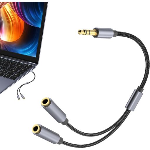 Subzonal 3.5mm Audio Splitter - Audio Cable Adapter for Laptops, Smartphones & PCs