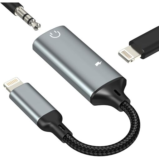 Adaptateur audio et charge Lightning vers 3,5 mm (2 en 1) Subzonal pour iPhone 14 / 13 Pro Max, câble certifié MFi de répartition