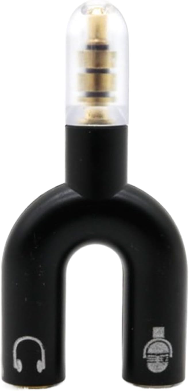 Subzonal Headphone Splitter, 3.5mm Double U-Shaped Audio Adapter for Mobile Phone, Tablet, PC