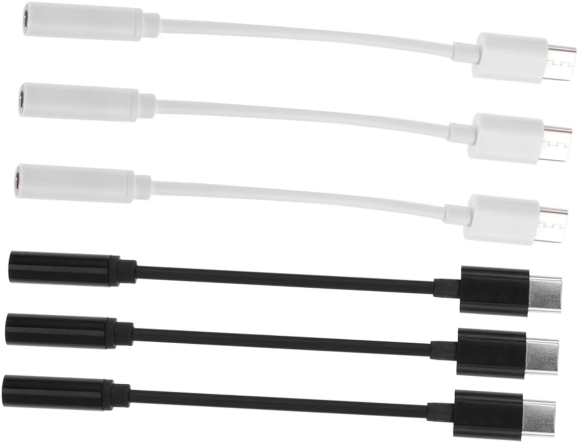 Subzonal 6-Piece Adapter: Type-C to Jack Cable Converters for Headphones and Charging