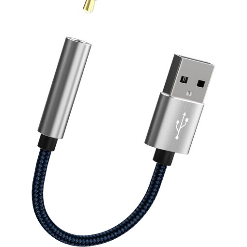 USB to 3.5mm Audio Adapter - Stereo Cable Converter for Headphones, PC, Car, Microphone, External DAC Interface Speaker