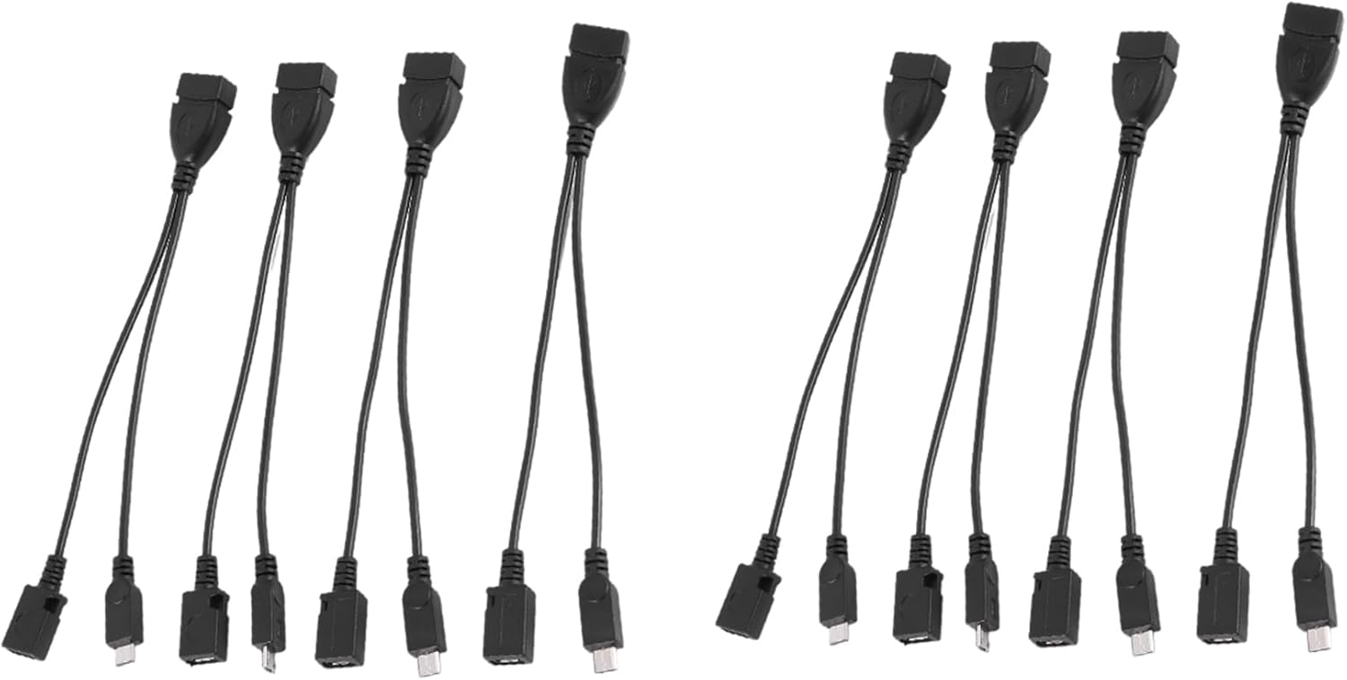 8-Pack Mini OTG Cable Adapter Set, Micro-USB to USB Powered 2 in 1 (OTG Cable + Power Cable) for Streaming Sticks, etc.